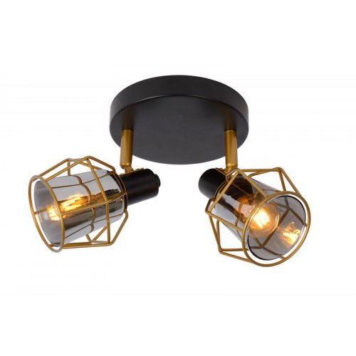 LUCIDE NILA Ceiling spotlight 2x E14/25W Black/Smoke glas bodové svítidlo, bodovka - obrázek