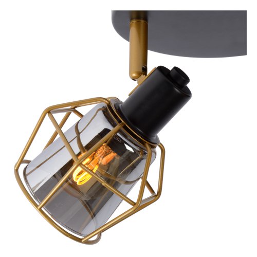 LUCIDE NILA Ceiling spotlight 2x E14/25W Black/Smoke glas bodové svítidlo, bodovka - obrázek