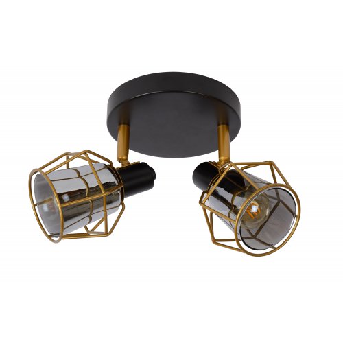 LUCIDE NILA Ceiling spotlight 2x E14/25W Black/Smoke glas bodové svítidlo, bodovka - obrázek