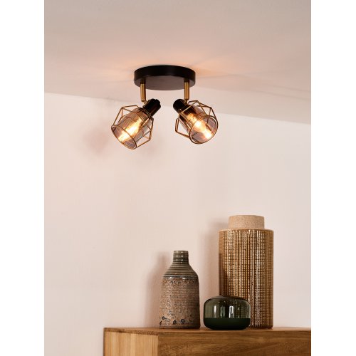 LUCIDE NILA Ceiling spotlight 2x E14/25W Black/Smoke glas bodové svítidlo, bodovka - obrázek