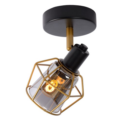 LUCIDE NILA Ceiling spotlight 1x E14/25W Black/Smoke glas bodové svítidlo, bodovka - obrázek