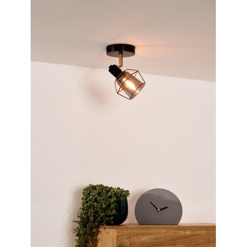 LUCIDE NILA Ceiling spotlight 1x E14/25W Black/Smoke glas bodové svítidlo, bodovka - obrázek