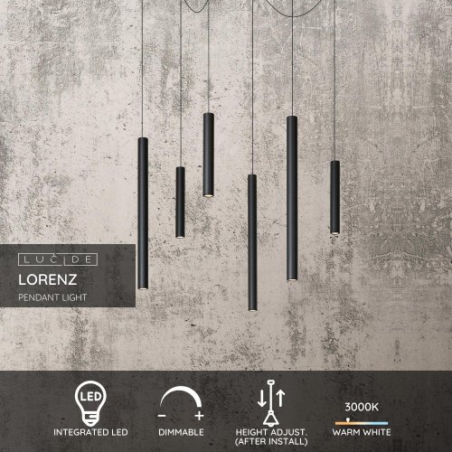 LUCIDE LORENZ Pendant  LED  6x4W Black Matte závěsné svítidlo, lustr - obrázek