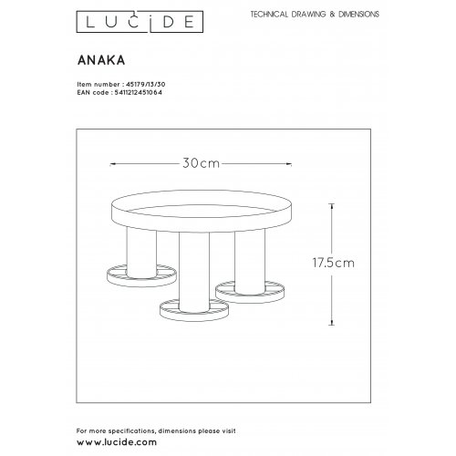 LUCIDE ANAKA Ceiling light 3x E27/40W - obrázek