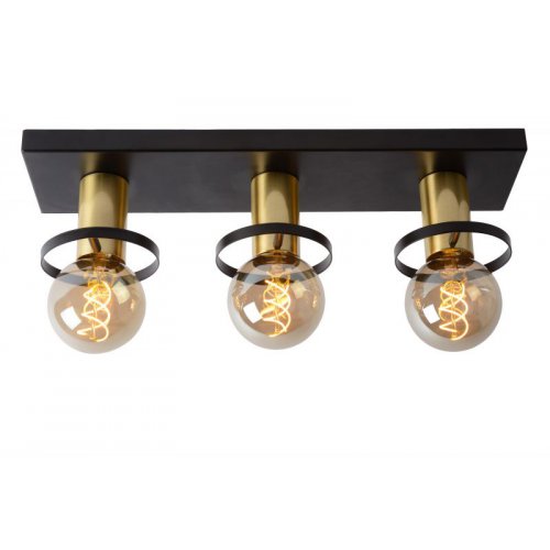 LUCIDE ANAKA Ceiling light 3x E27/40W Black/Satin Brass - obrázek
