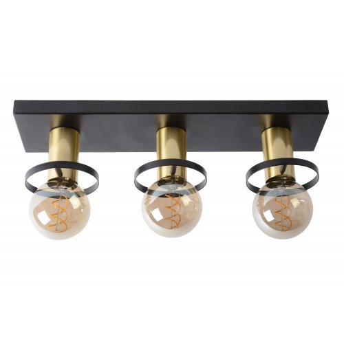 LUCIDE ANAKA Ceiling light 3x E27/40W Black/Satin Brass - obrázek