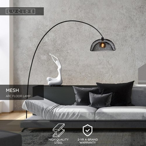 LUCIDE MESH Floorlamp E27/60W Black stojací lampa - obrázek