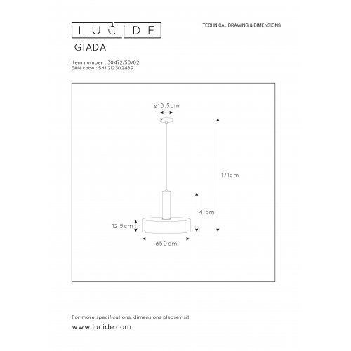 LUCIDE GIADA Pendant E27/60W závěsné svítidlo, lustr - obrázek