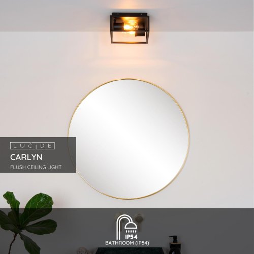 LUCIDE CARLYN Ceiling Light Bathroom 2xE14/6W Black - obrázek