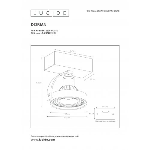 LUCIDE DORIAN Ceiling spotlight Dim-to-Warm GU10 12W Blac bodové svítidlo, bodovka - obrázek