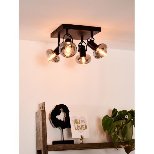 LUCIDE MADEE Ceiling spotlight  4x E14/25W Back/Smoke gla bodové svítidlo, bodovka - obrázek