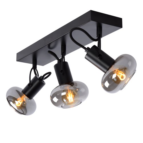 LUCIDE MADEE Ceiling spotlight  3x E14/25W Back/Smoke gla bodové svítidlo, bodovka - obrázek