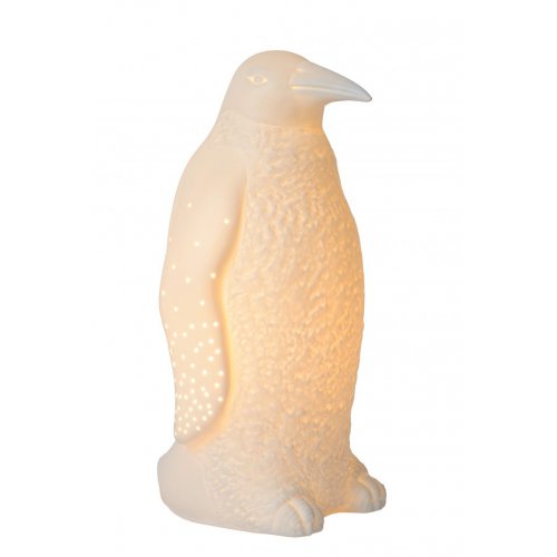 LUCIDE PINGUIN Table Lamp E14 H25.7cm White Porcelain stolní lampa - obrázek