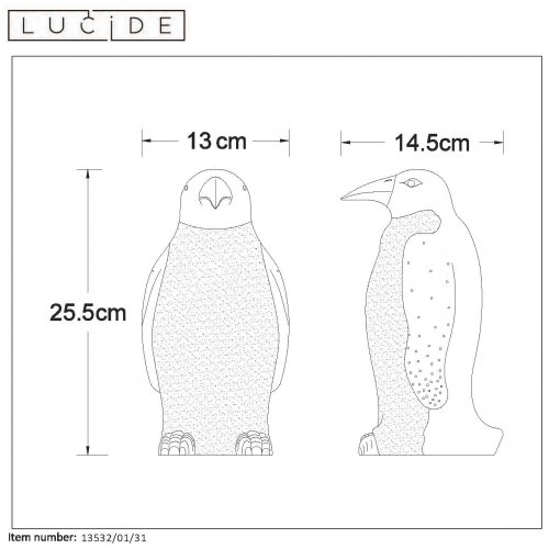 LUCIDE PINGUIN Table Lamp E14 H25.7cm White Porcelain stolní lampa - obrázek