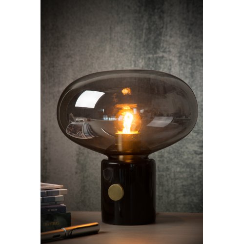 LUCIDE CHARLIZE Table lamp E27/40W Smoke glass/Black Marb stolní lampa - obrázek