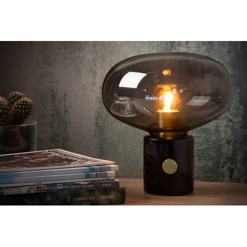 LUCIDE CHARLIZE Table lamp E27/40W Smoke glass/Black Marb stolní lampa - obrázek