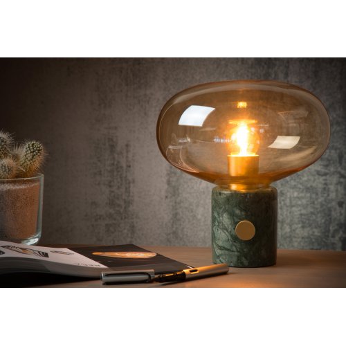 LUCIDE CHARLIZE Table lamp E27/40W Amber glass/Green marb stolní lampa - obrázek