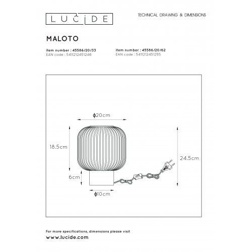 LUCIDE MALOTO Table lamp E27 JantĂˇr stolní lampa - obrázek