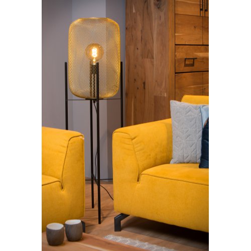 LUCIDE MESH - Floor lamp - Ă 35 cm - E27 - Satin Brass stojací lampa - obrázek