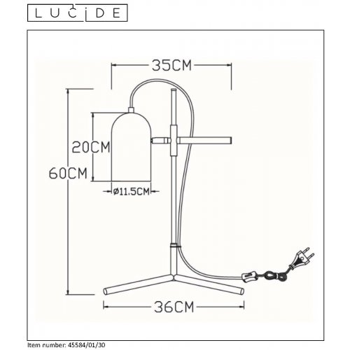 LUCIDE EDEK - Table lamp - E27 - Black stolní lampa - obrázek