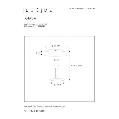 LUCIDE GIADA Table lamp 2x E27 /40W Matt Black/Satin Bras stolní lampa - obrázek