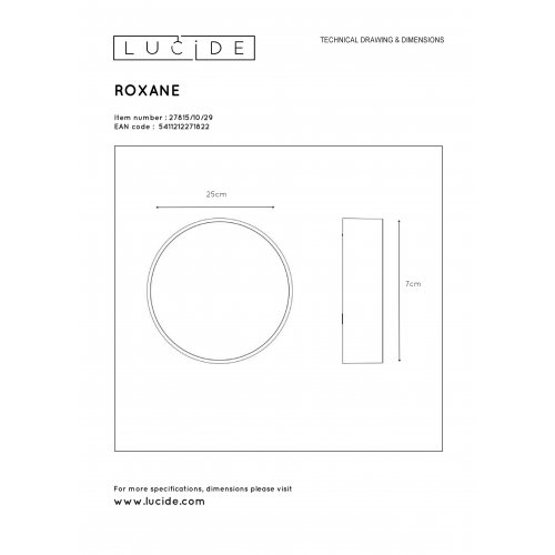 LUCIDE ROXANE Ceiling Light Led Round 10W  Anthracite venkovní svítidlo - obrázek