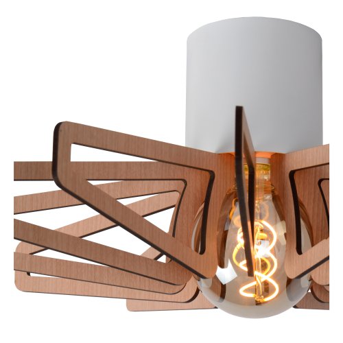 LUCIDE ZIDANE Ceiling light E27/15W White/Light Wood - obrázek
