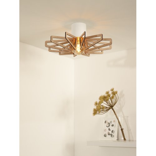 LUCIDE ZIDANE Ceiling light E27/15W White/Light Wood - obrázek