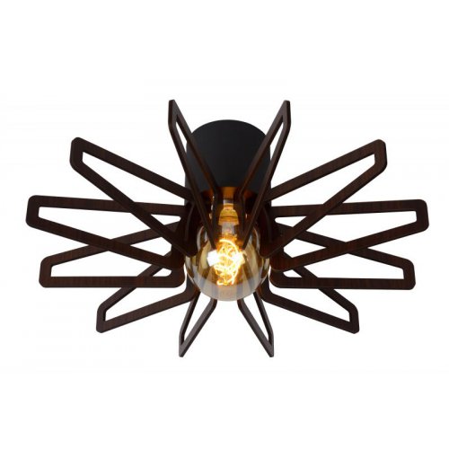 LUCIDE ZIDANE Ceiling light E27/15W Black/Dark wood - obrázek