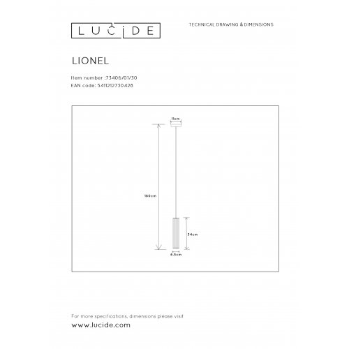 LUCIDE LIONEL Pendant 1xE27/40W Black závěsné svítidlo, lustr - obrázek