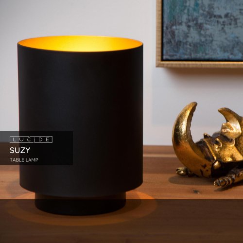 LUCIDE SUZY Table lamp E14/40W Round Black/Gold stolní lampa - obrázek
