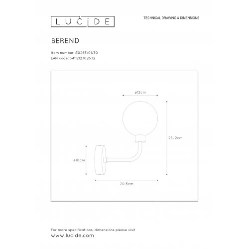 LUCIDE BEREND Wall Light 1xG9/33W 13/21/6.2cm Black/White nástěnné svítidlo - obrázek