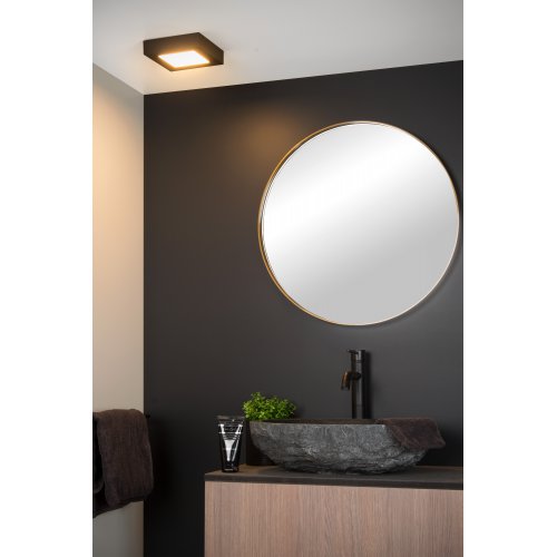 LUCIDE BRICE-LED Ceiling L Dimmable 15W Square IP44 Black - obrázek