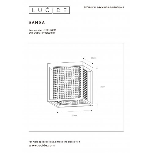 LUCIDE SANSA Ceiling light 1xE27/40W Black/Gold - obrázek