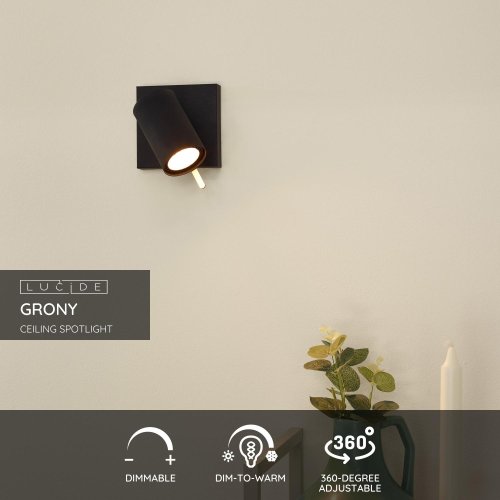 LUCIDE GRONY Wall Spotlight Gu10/5W  Black/Gold nástěnné svítidlo - obrázek