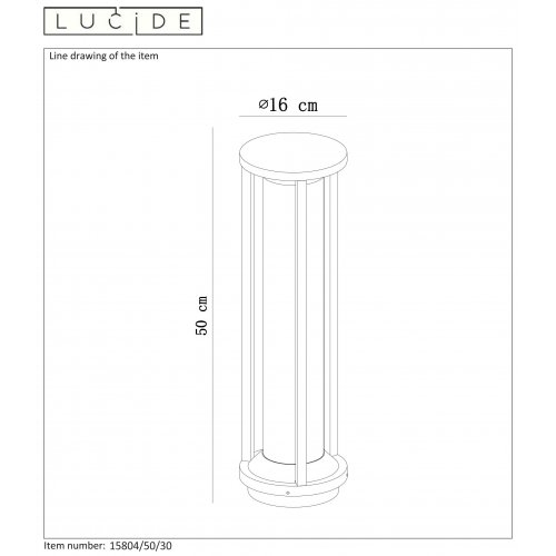 LUCIDE CADIX Outdoor Base lamp 50cm E27/max 15W led Black venkovní svítidlo - obrázek