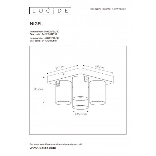 LUCIDE NIGEL Ceiling spotlight 4xGU10/5W Black - obrázek