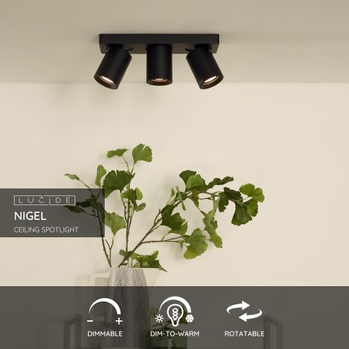 LUCIDE NIGEL Ceiling spotlight 3xGU10/5W Black - obrázek