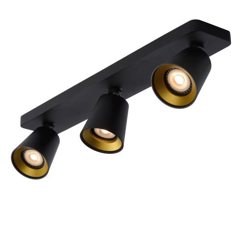 LUCIDE TURNON Ceiling spotlight 3xGU10/5W Black / Gold - obrázek