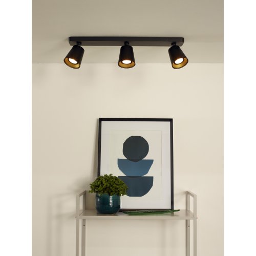 LUCIDE TURNON Ceiling spotlight 3xGU10/5W Black / Gold - obrázek