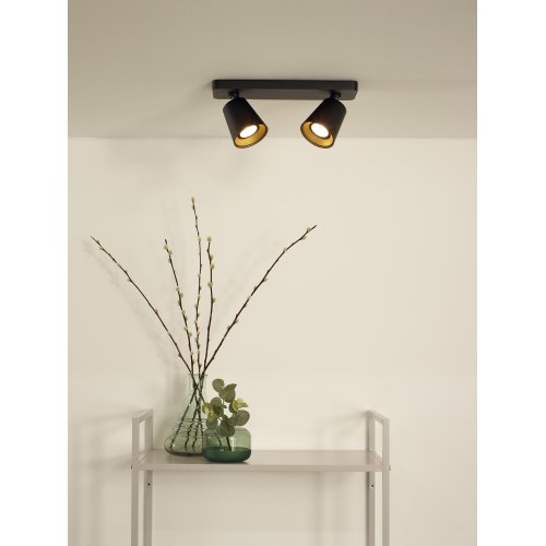 LUCIDE TURNON Ceiling spotlight 2xGU10/5W Black / Gold - obrázek
