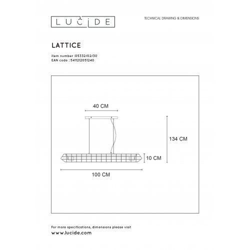 LUCIDE LATTICE Pendant E27/40W Black závěsné svítidlo, lustr - obrázek