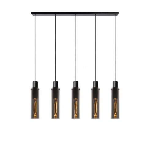 LUCIDE ORLANDO Pendant 5xE27/60W Black/Smoke Glass závěsné svítidlo, lustr - obrázek