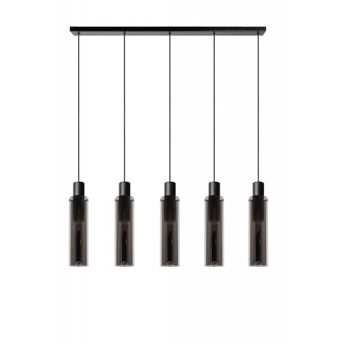 LUCIDE ORLANDO Pendant 5xE27/60W Black/Smoke Glass závěsné svítidlo, lustr - obrázek