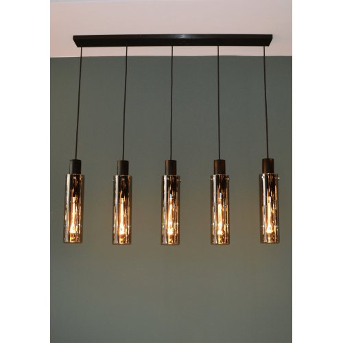 LUCIDE ORLANDO Pendant 5xE27/60W Black/Smoke Glass závěsné svítidlo, lustr - obrázek