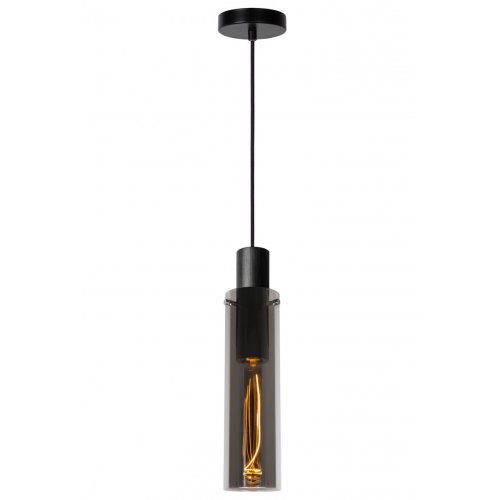 LUCIDE ORLANDO Pendant 1xE27/60W Black/Smoke Glass závěsné svítidlo, lustr - obrázek