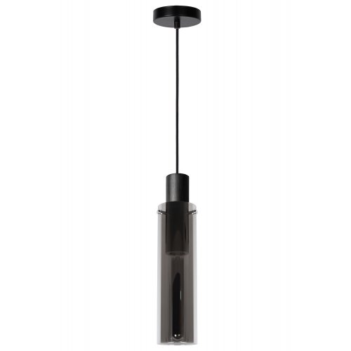 LUCIDE ORLANDO Pendant 1xE27/60W Black/Smoke Glass závěsné svítidlo, lustr - obrázek