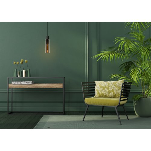 LUCIDE ORLANDO Pendant 1xE27/60W Black/Smoke Glass závěsné svítidlo, lustr - obrázek