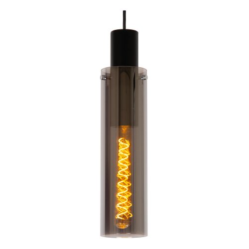 LUCIDE ORLANDO Pendant 1xE27/60W Black/Smoke Glass závěsné svítidlo, lustr - obrázek