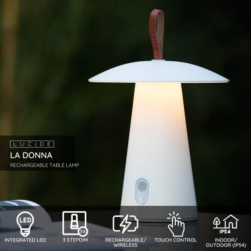 LUCIDE LA DONNA Table lamp Led 2W 2700K White stolní lampa - obrázek